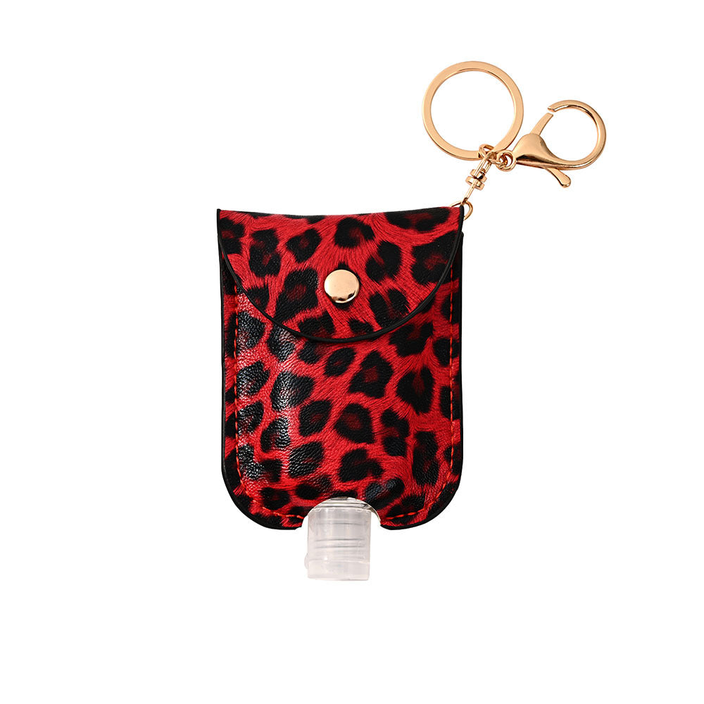 Wholesale Hand Sanitizer Bottle Leather Case Leopard Print Leather Case Keychain